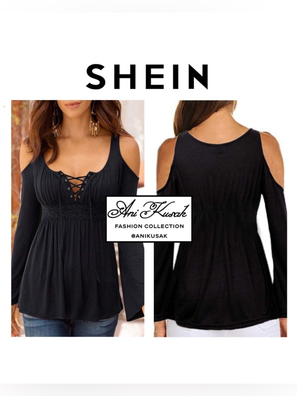 SHEIN Lace Up Front Off The Shoulder Top